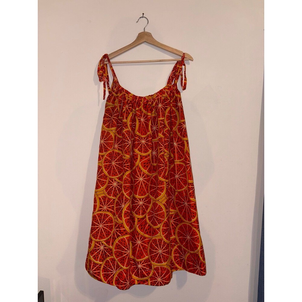 Handmade Mystery Dress with Bold Orange Print - Fits like a Large